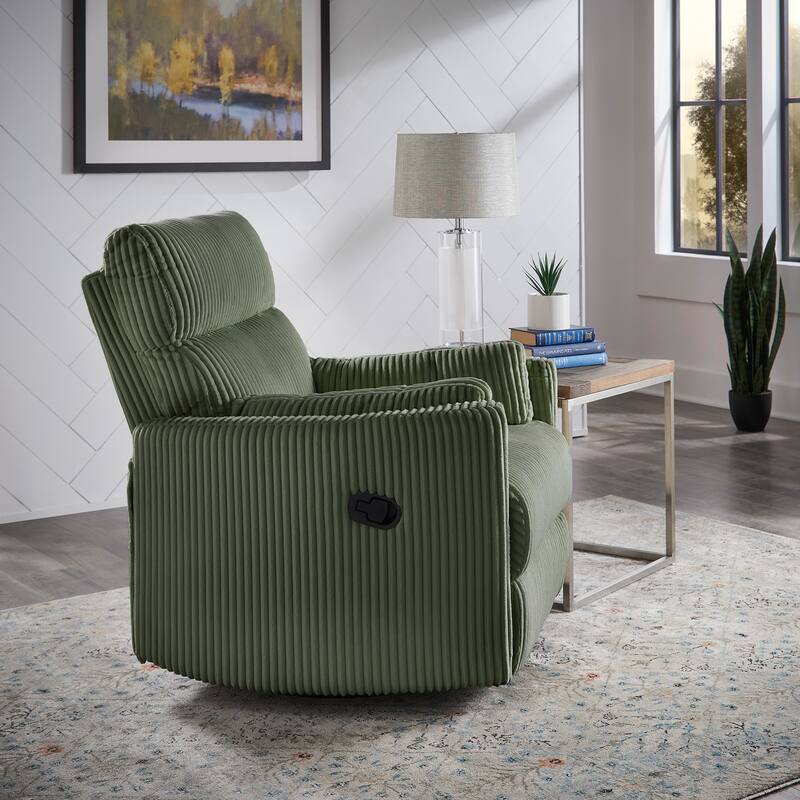 Montclair Plush Corduroy Fabric Manual Swivel Glider Recliner by iNSPIRE Q Classic