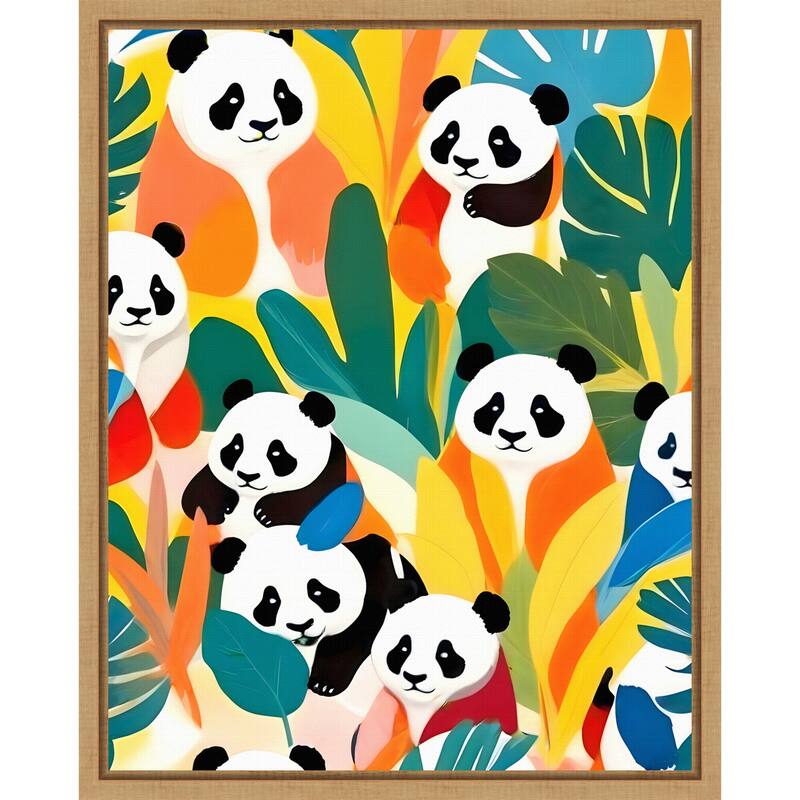 Pandas Tropical by Uma Gokhale Framed Canvas Wall Art