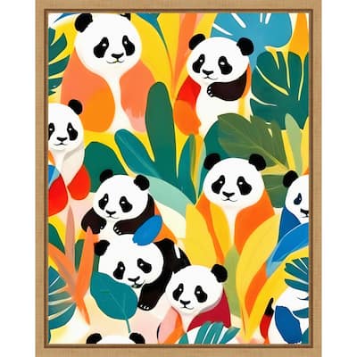 Pandas Tropical by Uma Gokhale Framed Canvas Wall Art
