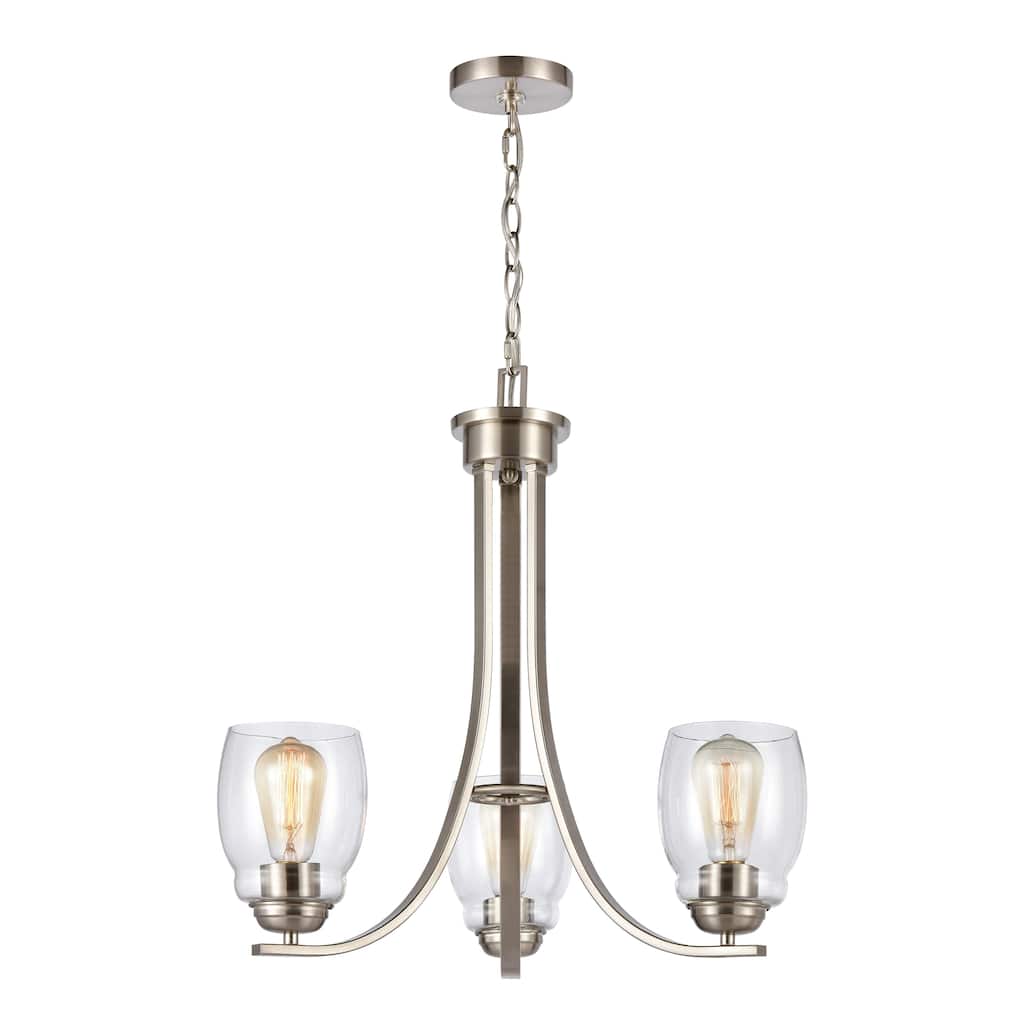 Calistoga 23-inch Wide 3-Light Chandelier in Brushed Nickel