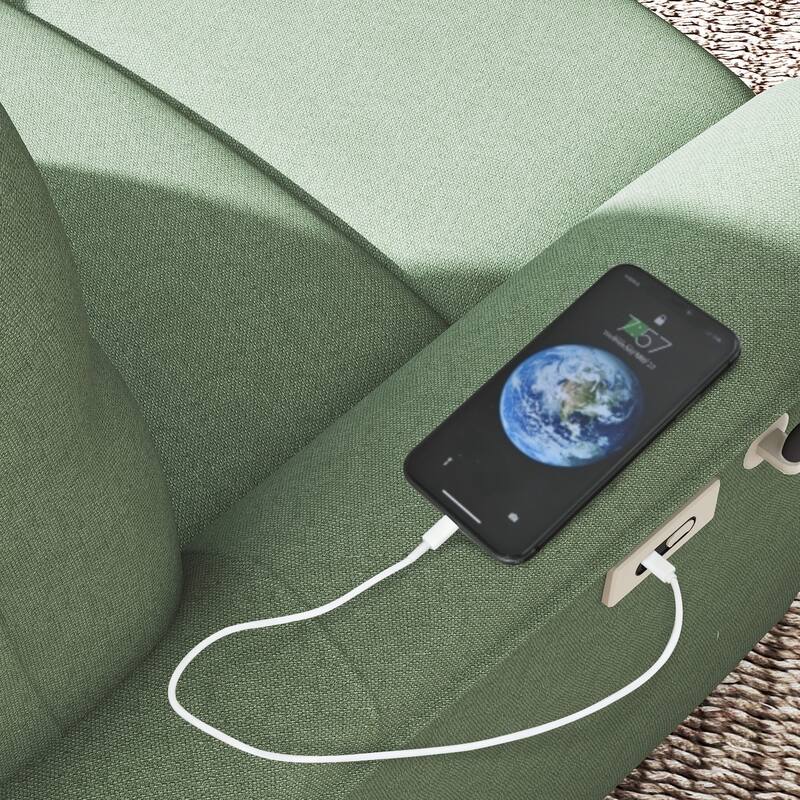 270°Power Swivel Rocker Recliner Chair w/Phone Holder, Electric Glider Reclining Sofa with USB Ports, Power Swivel Glider