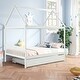 preview thumbnail 21 of 25, Full Size Wood House Bed with Trundle and Roof