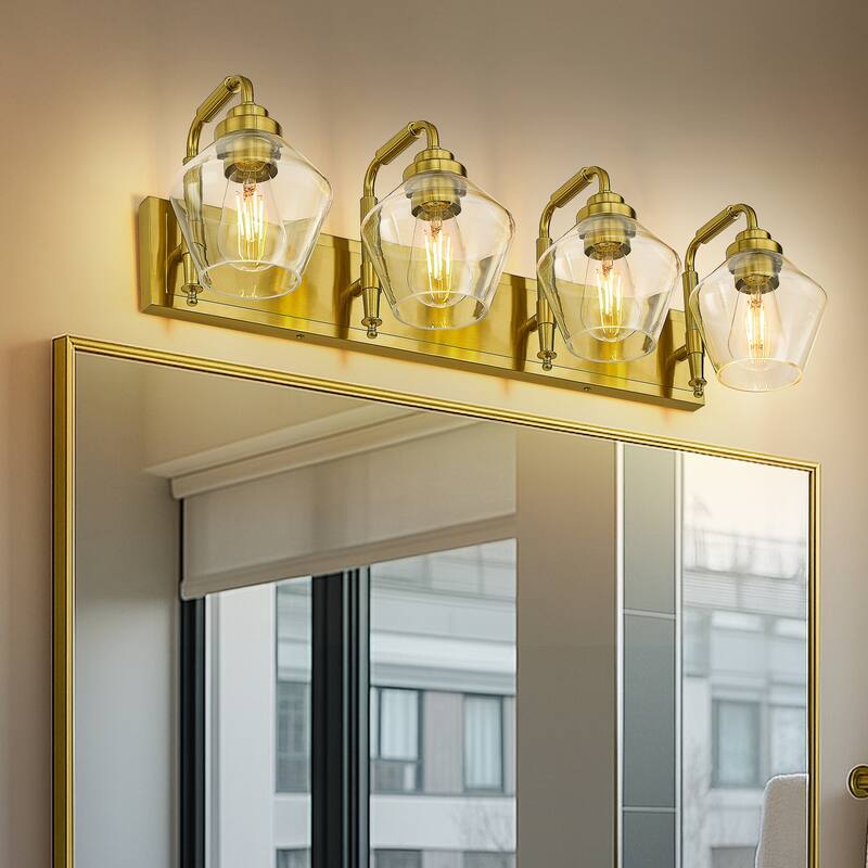 Modern 3/4-Light Bathroom Vanity Light in Oil-Rubbed Bronze/Gold