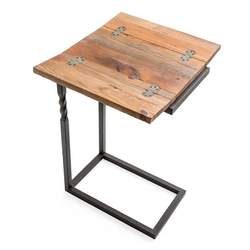 Deep Creek Rustic Pull-Up Table with Fold-Out Leaves in Wood and Metal