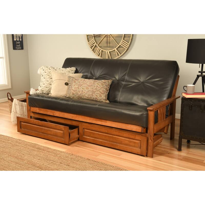 Porch & Den Kern Full-size Storage Futon Set with Suede Mattress