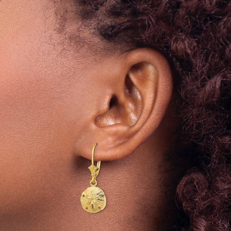 Curata 10k Yellow Gold Polished Sand Dollar Leverback Earrings - 29.25x11.6mm