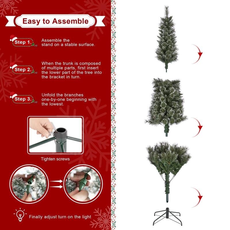 Glitzhome 7.5/9 FT Pre-Lit Frosted Cashmere Pencil Pine Artificial Christmas Tree with Clear Lights Remote Control