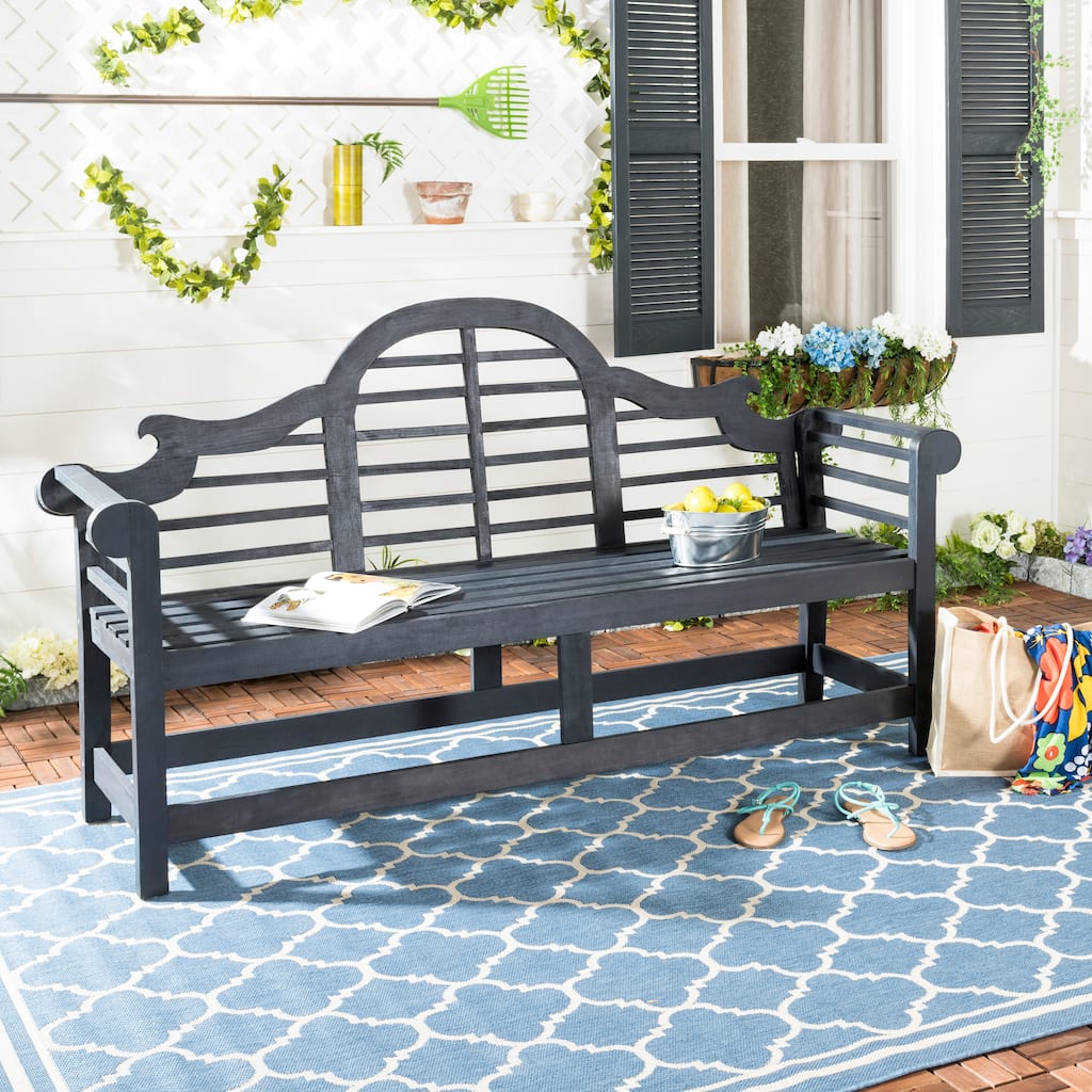 SAFAVIEH Outdoor Patio Furniture Hamida Acacia Wood Garden Bench - 77Wx23Dx41H