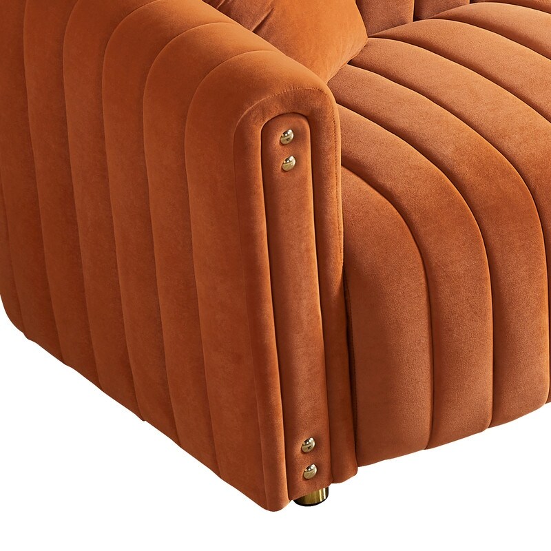 Modern Velvet Upholstered Couch,3 Seater Sofa with Vertical