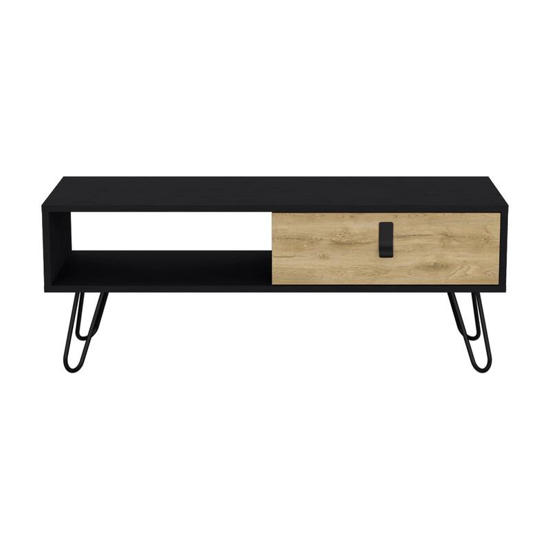 Huna Coffee Table with Hairpin Legs and Drawer