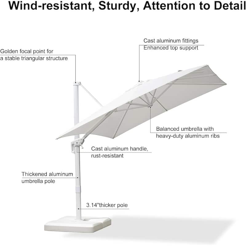 PURPLE LEAF 8 ft White Cantilever Patio Umbrella with 360 Degree Rotation