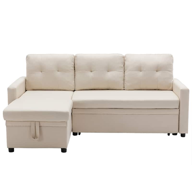 Linen L-Shaped 3-Seat Sofa Convertible Sectional Sofa