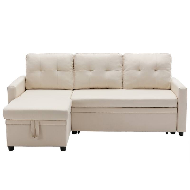 Modern L-Shape Convertible Sleeper Sectional Sofa
