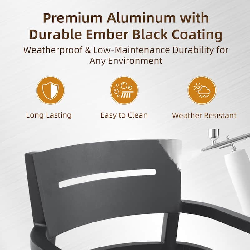 5-Piece Premium Pedestal Dining Set – 44" Rounded Square Sintered Stone Table & 4 Armchairs with Sunbrella Cushions‌