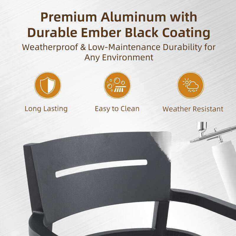 5PC Modern Patio Set - 44" Marble-Look Sintered Stone Table with Pyramid Base & 4 Sunbrella-Cushioned Chairs.