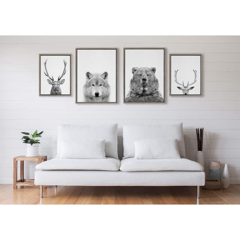 Kate and Laurel Sylvie Deer and Bear Canvas Art Set by Simon Te