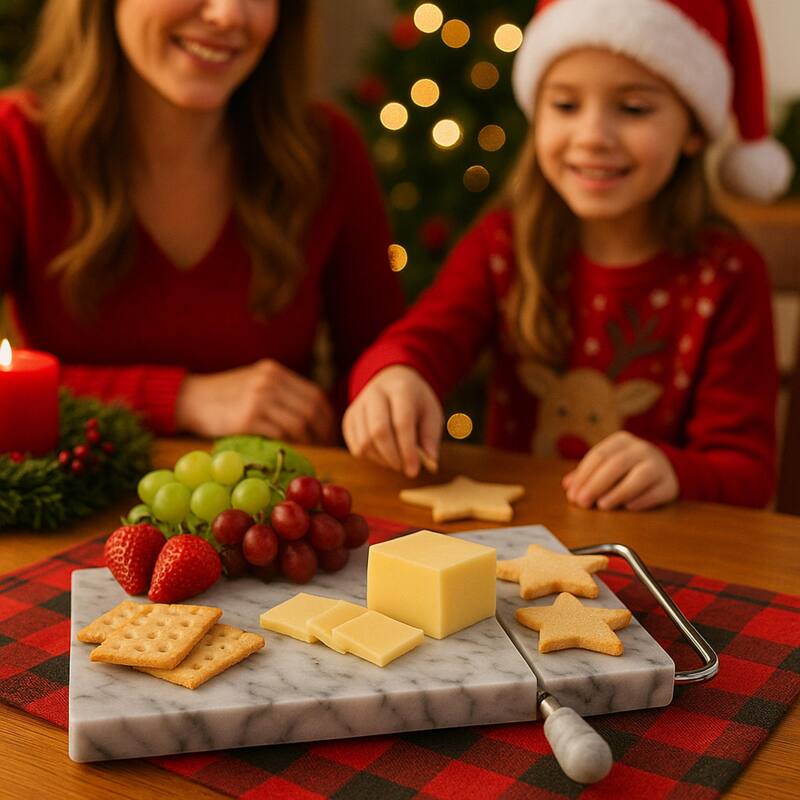 Creative Home Natural Off-White Marble 5" x 8" Cheese Slicer Butter Cutter