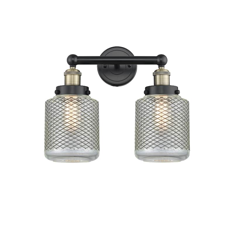Innovations Lighting 616-2W-12-15 Stanton Vanity Stanton 2 Light 15" - Black Antique Brass / Clear Wire Mesh