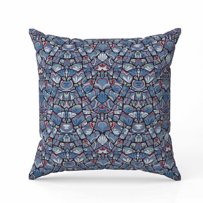 Wildflower Lagoon Indoor/Outdoor Reversible Throw Pillow Blue and Red