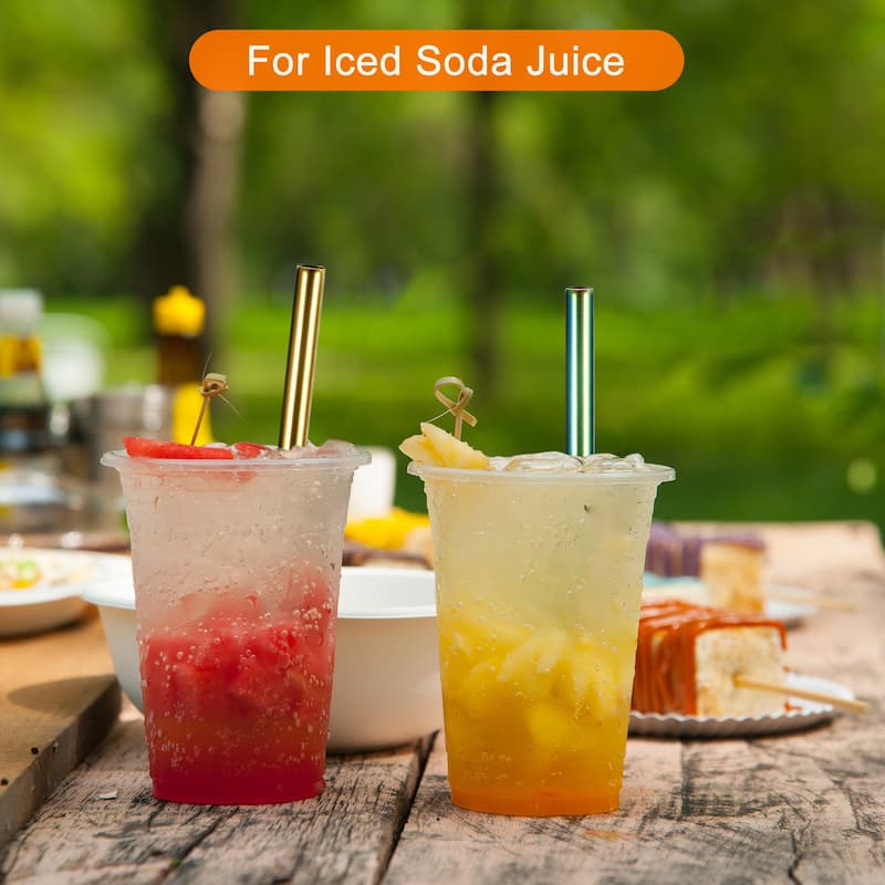5Pcs 8.5" Bevel End Stainless Steel Straws Reusable Metal Straw