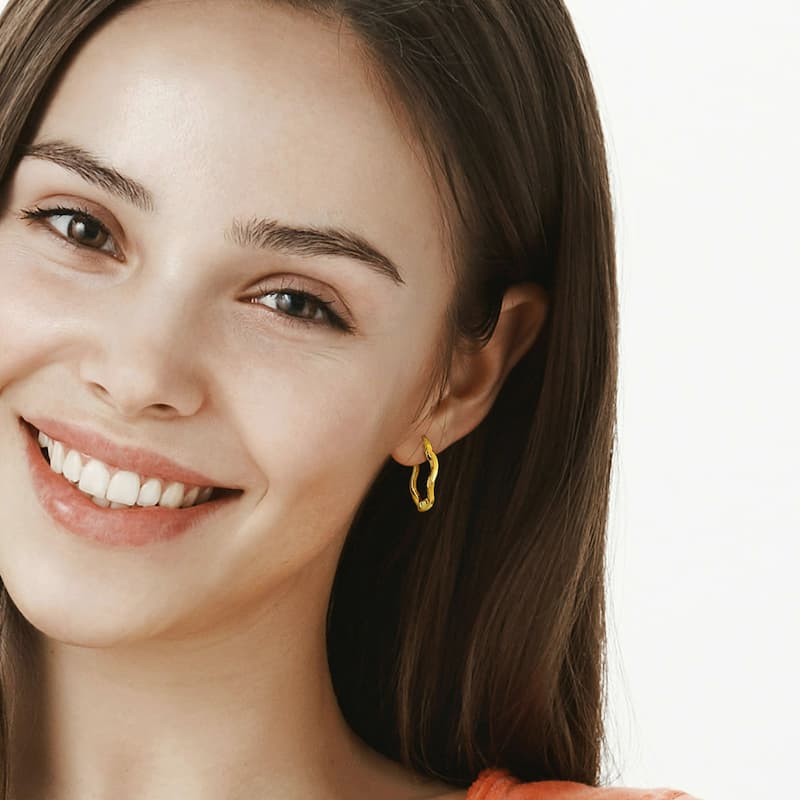 Miadora Yellow Plated Sterling Silver 27mm Round Wave Hoop Earrings