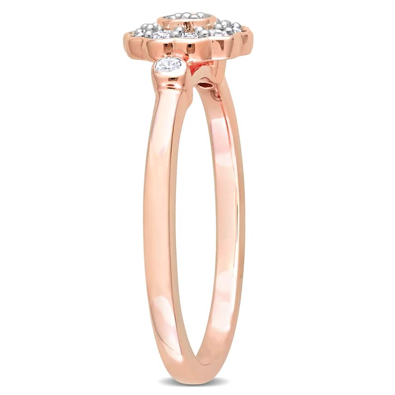 Miadora 1/5ct TDW Diamond Flower Ring in Rose Silver