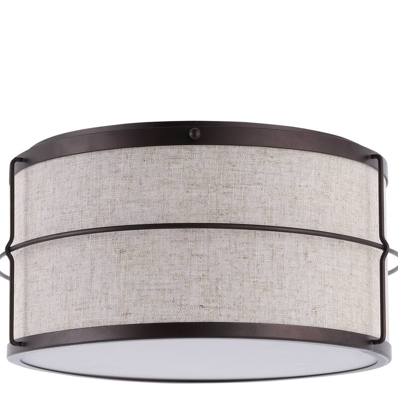 Milo 14" 2-Light Rustic Farmhouse Iron LED Flush Mount, Oil Rubbed Bronze by JONATHAN Y - 2 Light