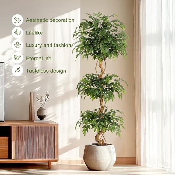 Artificial Tree with Curved Trunk4 Feet Faux Plant Fake Silk Trees with  White Pot - Bed Bath & Beyond - 42650185