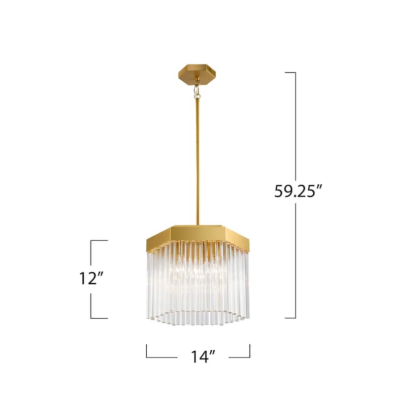 Artcraft Emma 3-Light Pendant - Brushed Brass
