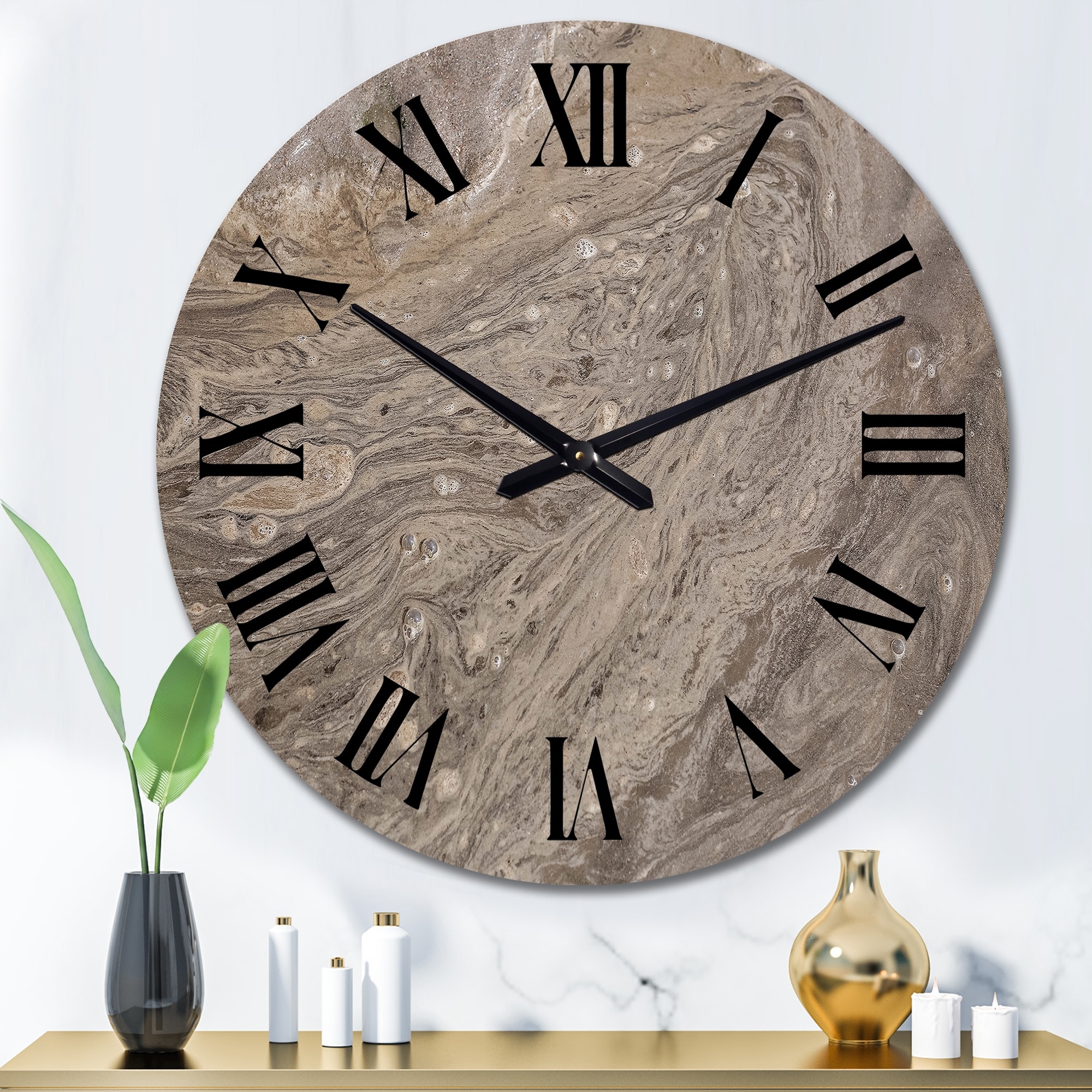 Designart 'Curved Lines In The Sand On The Beach' Nautical & Coastal wall clock