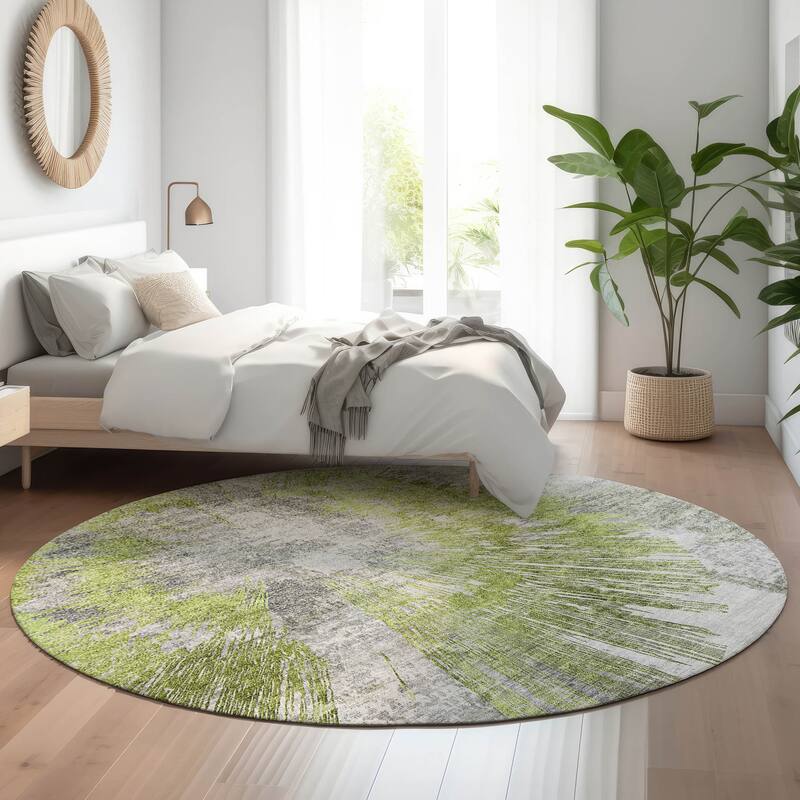 Premium Washable Super Soft Modern Burst Mayfield Rug - Aloe - 8' x 8' - Round