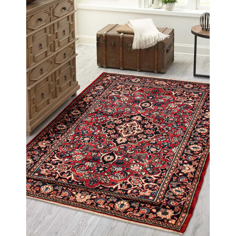 ECARPETGALLERY Hand-knotted Andelz Red Wool Rug - 4'4 x 6'7