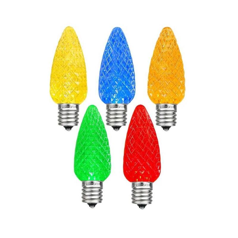 25 Pack C7 LED Twinkle Outdoor Christmas Replacement Bulbs, Warm White, C7/E12 Base - Multi
