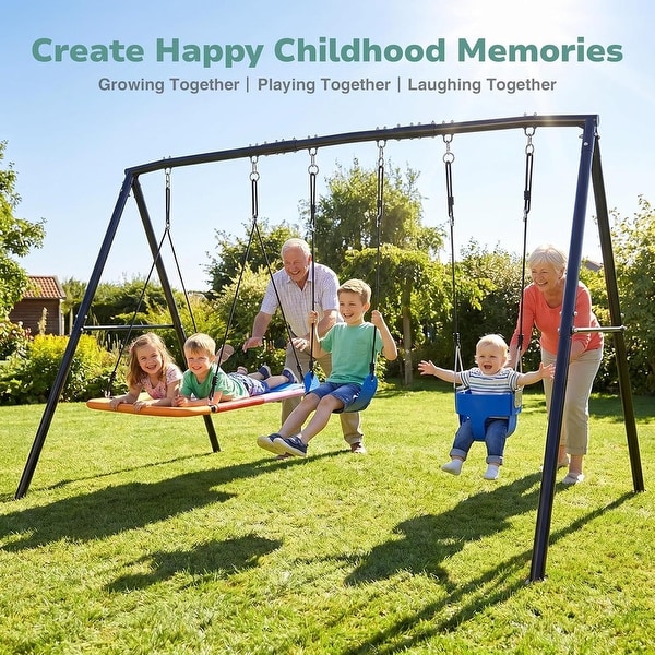 Klokick 440lbs 3 IN 1 Heavy Duty Metal A-frame Swing Sets for