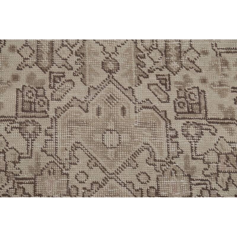 Distressed Geometric Tabriz Persian Antique Rug Handmade Wool Carpet - 6'4"x 9'5"