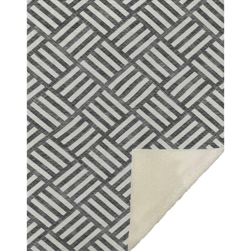 Premium Machine Washable Contemporary Geo Sherpa Throw Blanket
