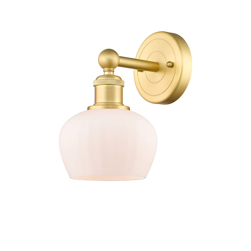 Innovations Lighting 616-1W-10-7 Fenton Sconce Fenton 10" Tall Wall - Satin Gold / Matte White
