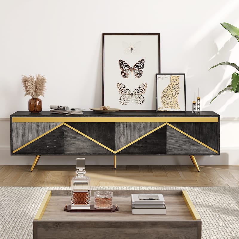 Moasis 78.7-inch Mid-Century TV Stand with 2 Cabinet - Grey