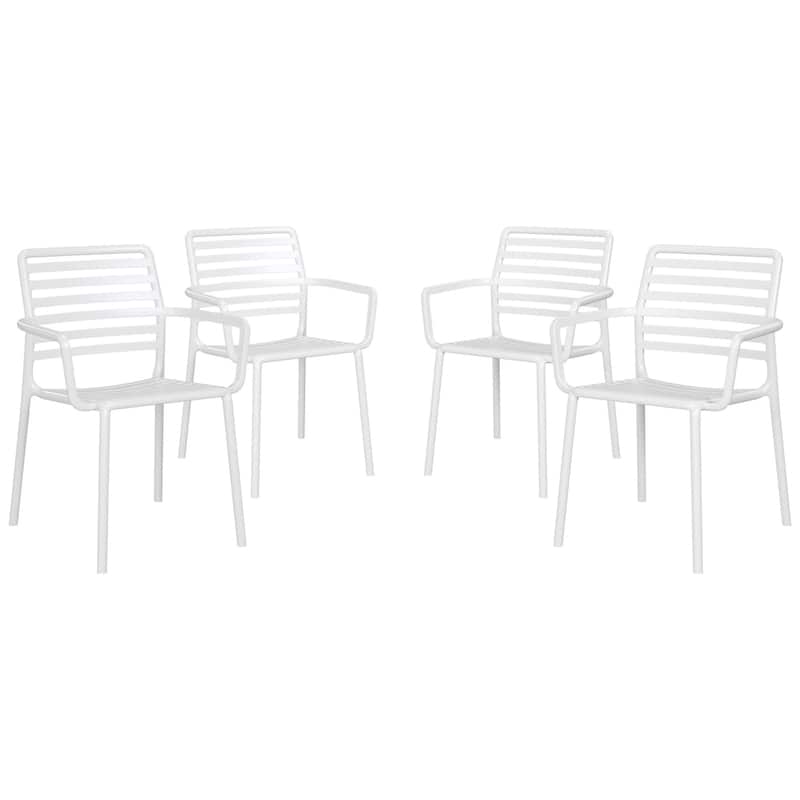 Frond and Form Outdoor Stacking Dining Armchair (Set of 4) - White