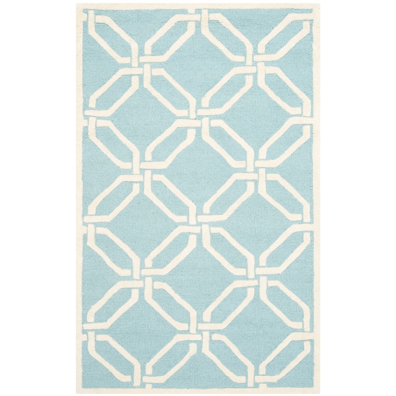 SAFAVIEH Handmade Cambridge Nhung Modern Moroccan Wool Rug - 3' x 5' - Light Blue/Ivory