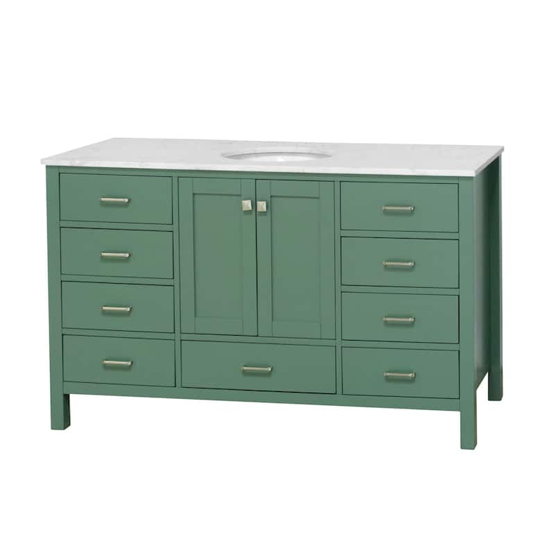KitchenBathCollection Horizon 60" Single Bathroom Vanity with Engineered Carrara Top