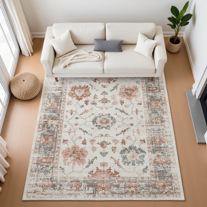 Premium Washable Super Soft Vintage Traditional Mayfield Rug - Linen - 3' x 5'