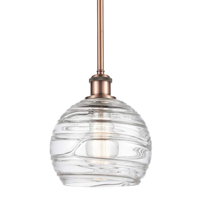 Innovations Lighting 516-1S-10-8 Athens Pendant Athens 8" Wide Mini - Clear Deco Swirl / Antique Copper