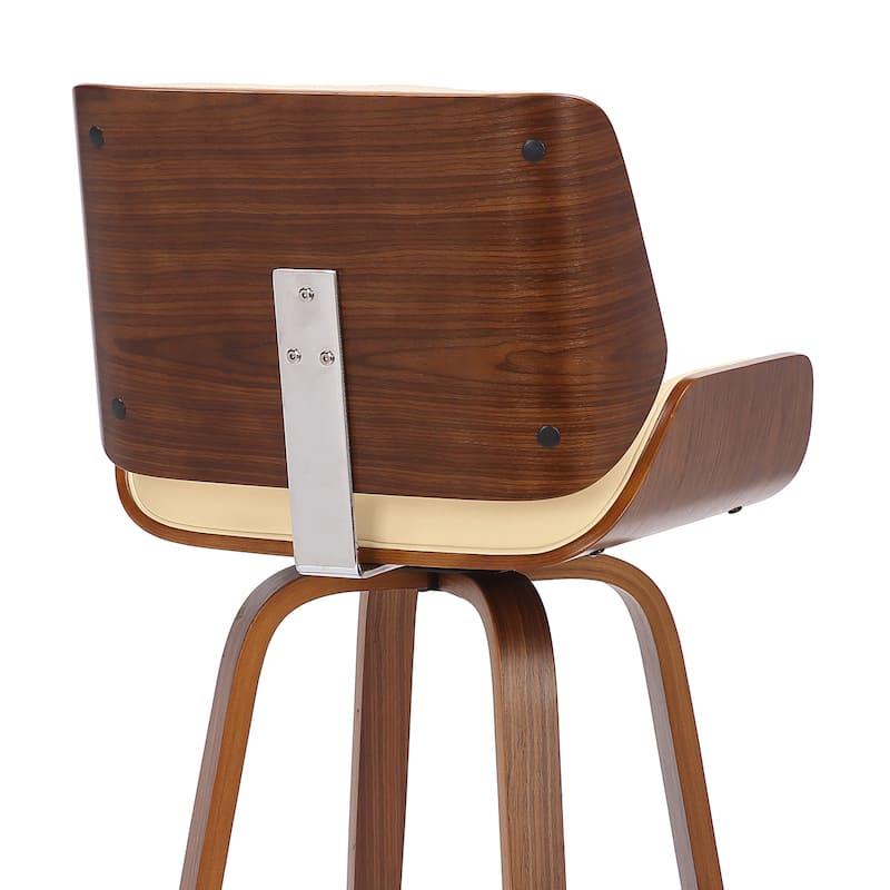 Tyler Mid-Century Swivel Bar Stool, Upholstered Counter Height Chair with Bentwood Legs