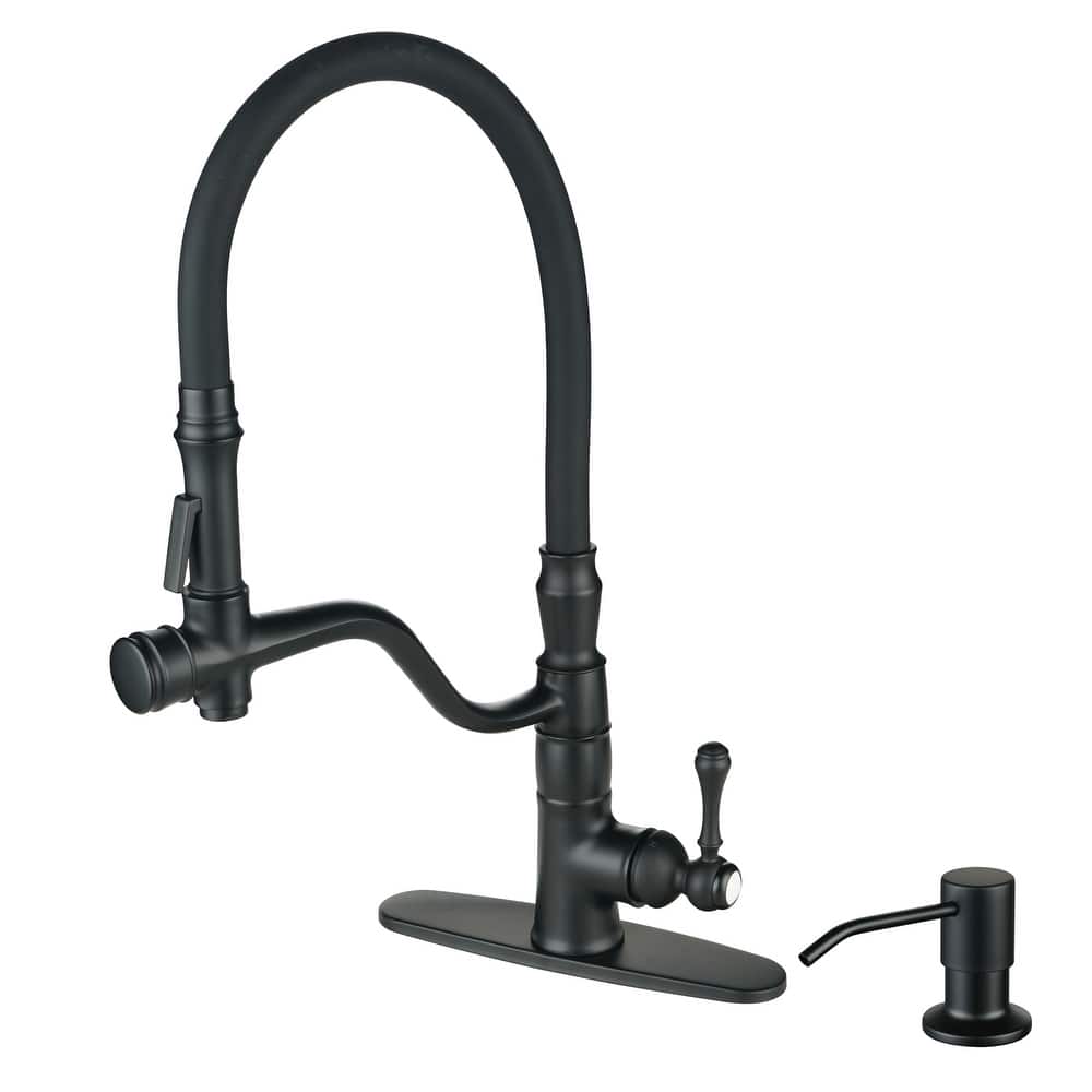 WOWOW Single-Handle Pull Down Kitchen Faucet with Soap Dispenser
