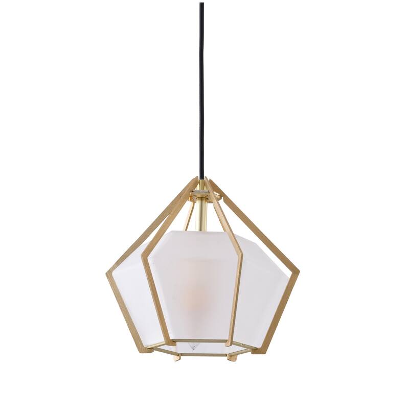 Gold Pendant Light - Adjustable Cord & Frosted Glass Shade - Elegant Aluminum Frame Lighting - 9.5