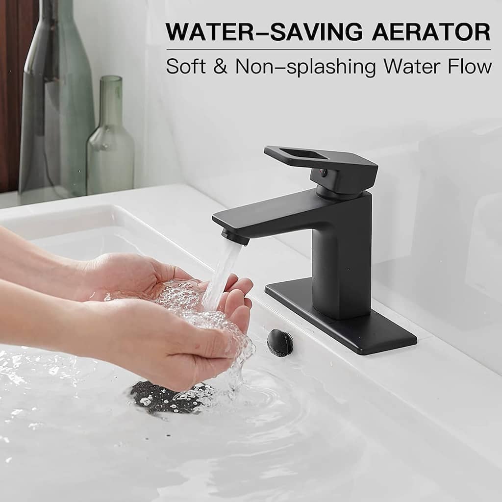 Vibrantbath Matte Black Bathroom Sink Faucet with Drain Assembly