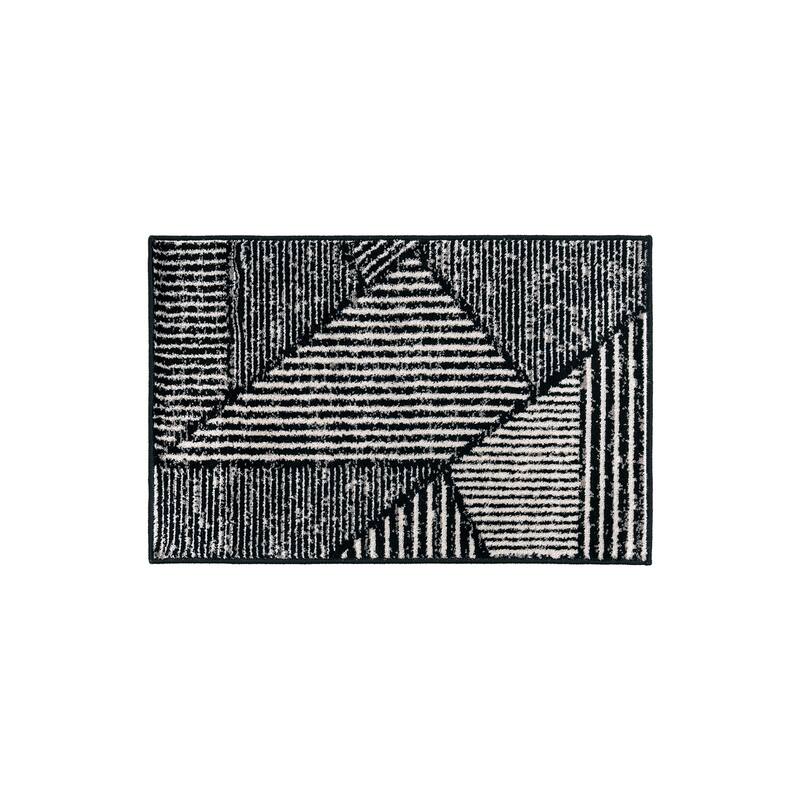 Contemporary Distressed Geometric Stylish Area Rug for Any Room - 2' 3" x 4' - Black