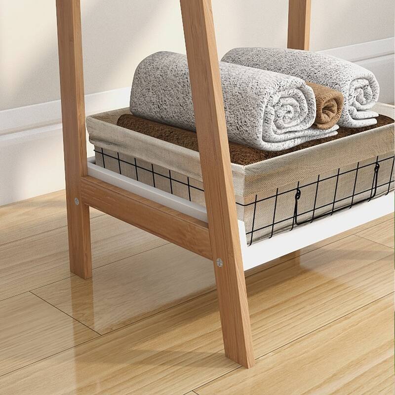 4-Tier Solid bamboo Wood "A" Frame Ladder Display Bookshelf