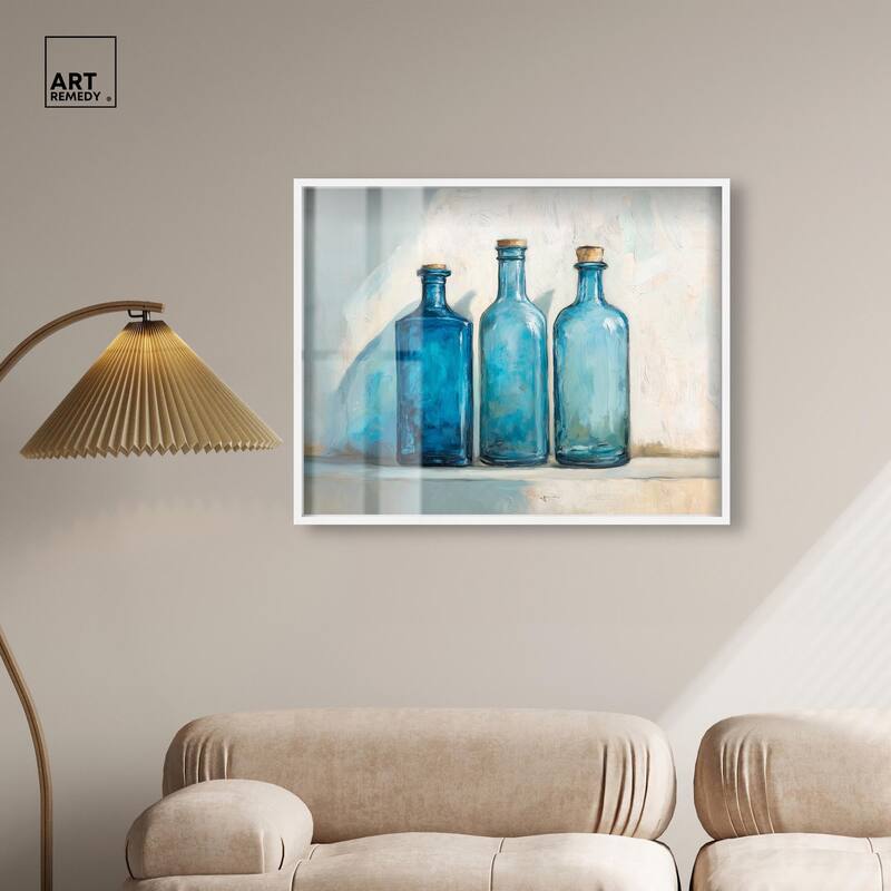 Three Blue Bottles Shadowbox by Art Remedy